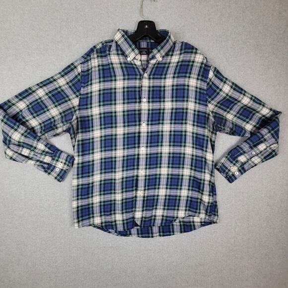 Untuckit Shirt Mens Size Large Green Blue Plaid Long Sleeve Button Down - Picture 1 of 10